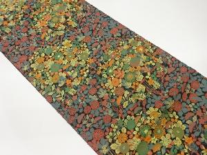 萬葉製　花々に葉模様織出し全通袋帯